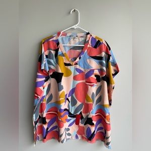 JODIFL Colorful Abstract Print Boxy Top